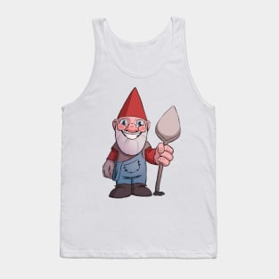 Happy Garden Gnome with a Trowel Tank Top
